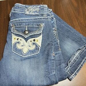 Vtg Hydraulic Gramercy Womens Bootcut Jeans Sz 12 (32"x33") Embellished Y2K VGC